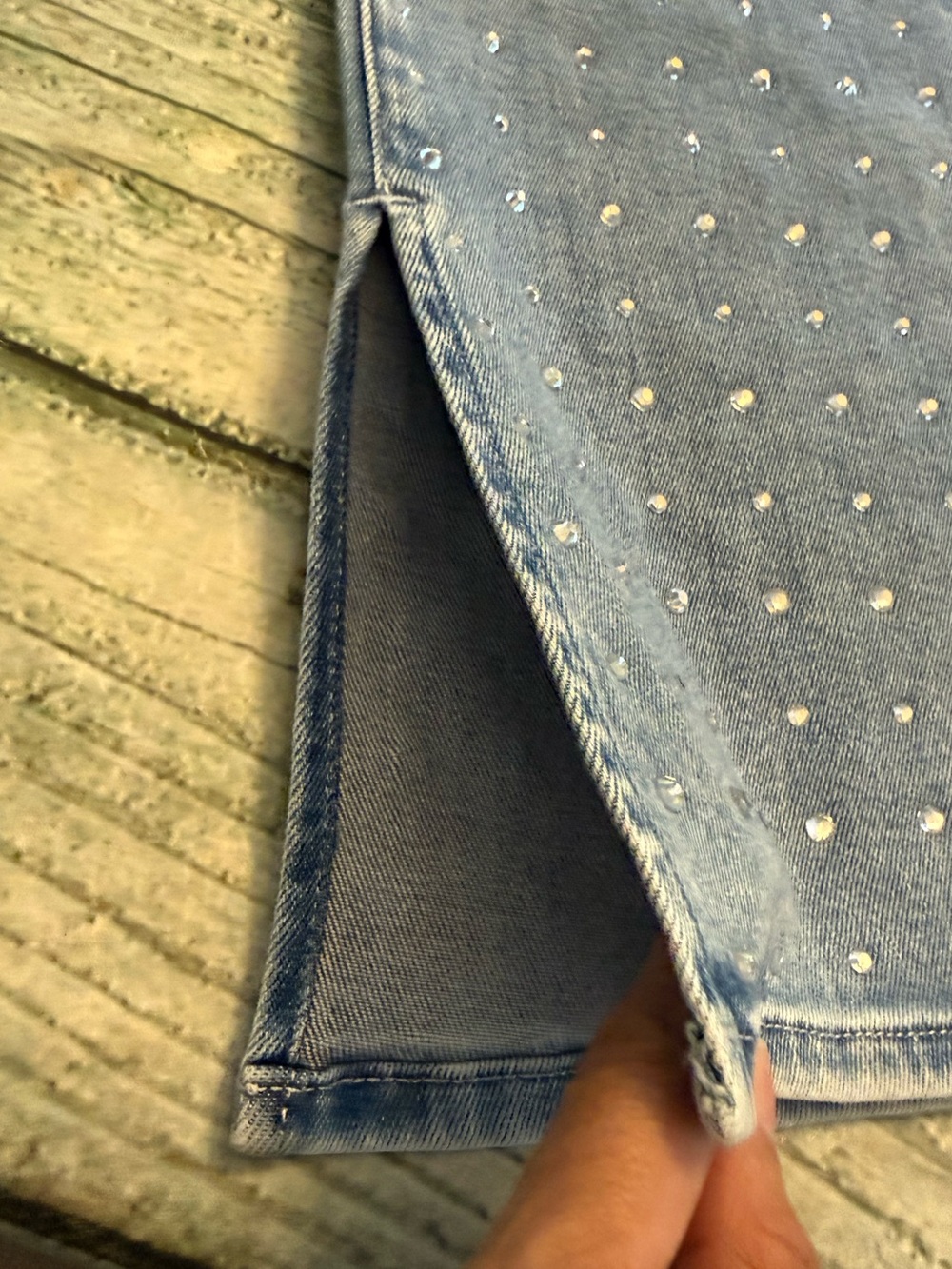 NWT Good American Dolly Crystal Denim Pants. "Jolean's Jeans" 4/27 - Picture 11 of 12